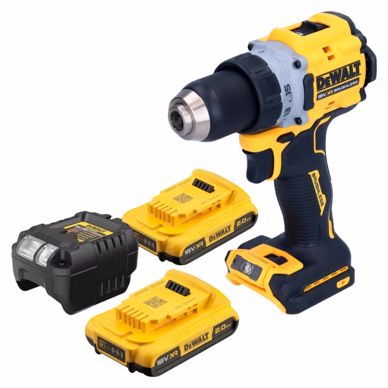 Trapano avvitatore a batteria DeWalt DCD 800 D2 18 V 90 Nm senza spazzole + 2x batteria ricaricabile 2,0 Ah + caricatore