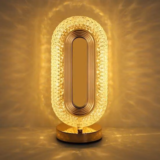 Luce notturna per camera da letto - 3 colori regolabili con porta USB - Telecomando con batteria inclusa - Lampada da comodino moderna a forma ovale, adatta per camere da letto, uffici e soggiorni