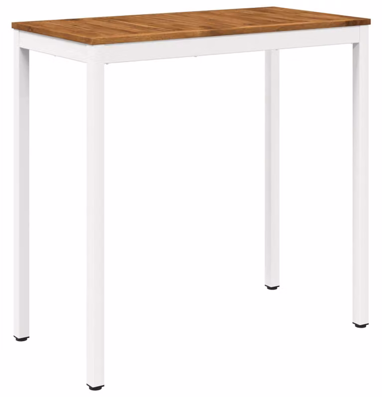 Tavolo da giardino, design naturale e bianco, dimensioni 108,5 x 55 x 105 cm