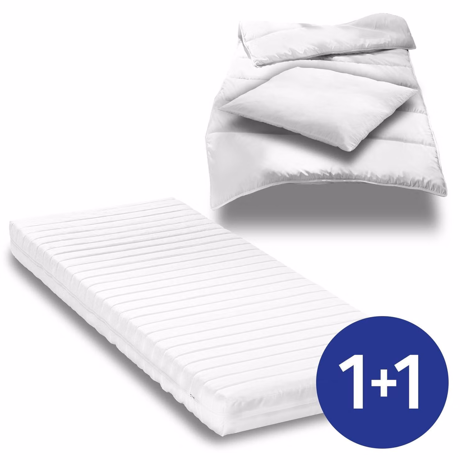 Materasso in schiuma a freddo K16 90 x 200 cm, altezza 16 cm, grado di rigidità H2/H3 + set da letto in microfibra CloudComfort Basic 135 x 200 cm + 80 x 80 cm