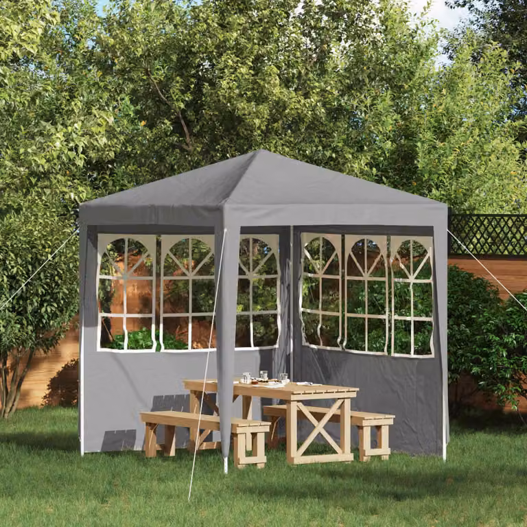 Maison Exclusive - 2 pannelli laterali per tenda da festa, dimensioni 200 x 195 cm, colore grigio chiaro, materiali: polietilene e acciaio