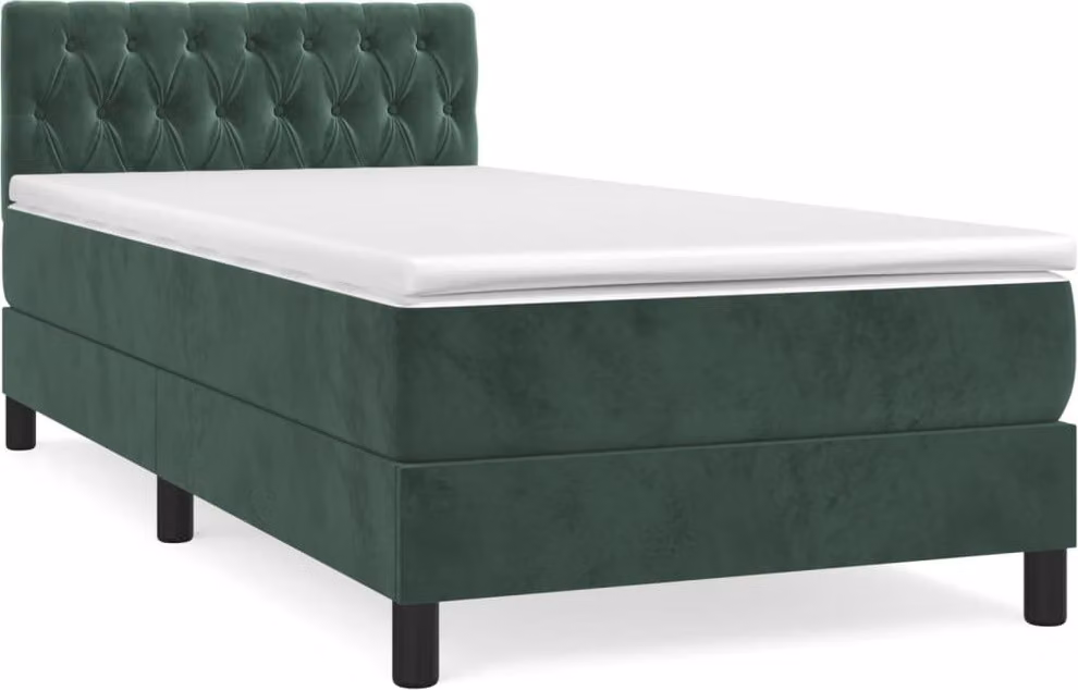 Giroletto a Molle con Materasso Verde Scuro 100x200 cm Velluto