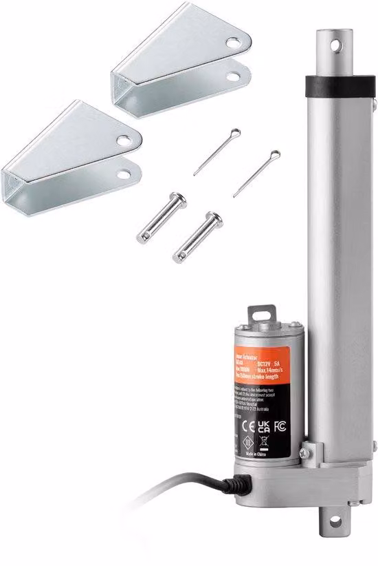 Attuatore lineare a 12 V, 150 mm, capacità di 150 kg / 1500 N, velocità di movimento di 5 mm/s, completo di staffe di montaggio, protezione IP54, controllo di precisione per bracci robotici