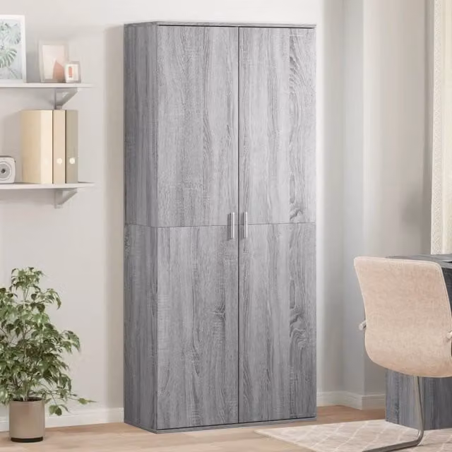 Credenza-Buffet-Armadio da cucina Grigio Sonoma 80x35x180 cm in Legno Multistrato