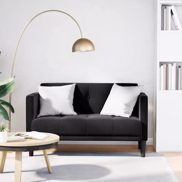Divano Divanetto-Sofa Nero 111 cm in Velluto