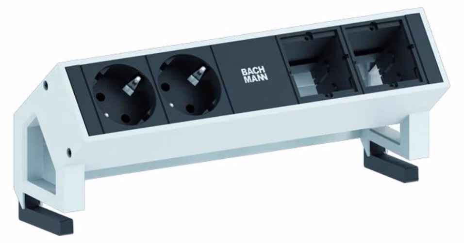 Bachmann DESK 2 - Presa di corrente multipla - Ingresso, ingresso GST18 - Connessioni di uscita: 2 - Cavo da 20 cm - Nero, argento (90