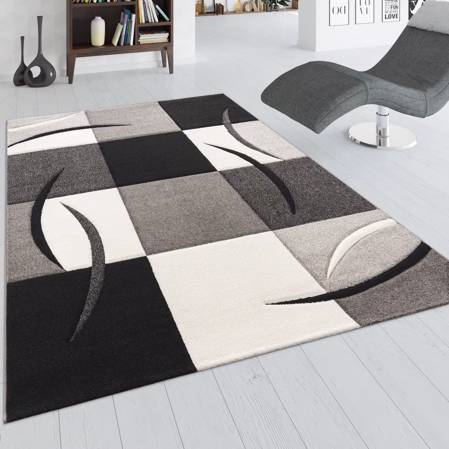 Tappeto moderno Diamora nero-bianco-grigio L: 290 cm, P: 200 cm – 5