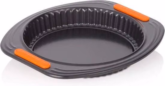 Forma per quiche e tartare Le Creuset in acciaio al carbonio con fondo sollevabile e rivestimento antiaderente, Ø 28 cm, antracite/arancione