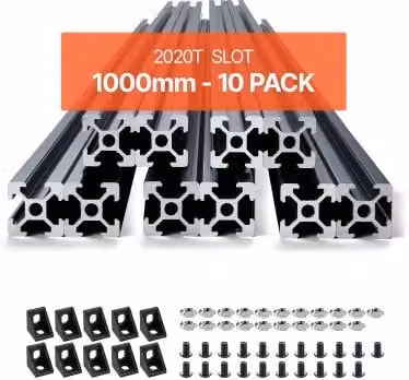 Set di 10 guide lineari VEVOR 2020 con scanalatura a T in lega di alluminio anodizzato nero, lunghezza 1000 mm, ideali per stampanti e incisioni laser