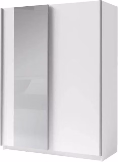 Armadio GOZU a 2 porte scorrevoli con specchio - Colore Bianco - 150 x 198 x 62 cm