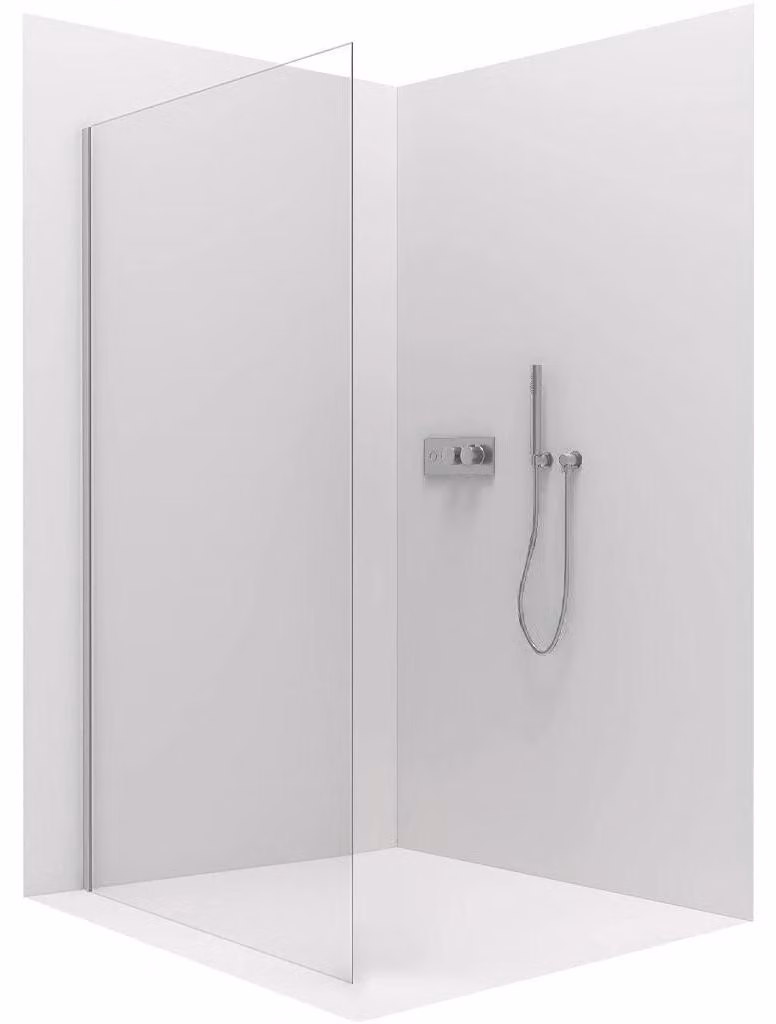 CERANO - Parete laterale Varone L/P - 6 mm - cromo, vetro trasparente - 80x195 cm