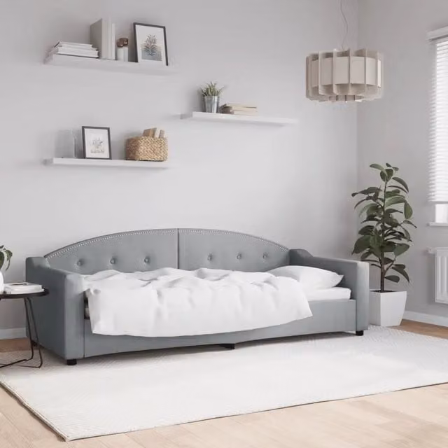 Letto da giorno moderno vidaXL in tessuto grigio con struttura imbottita – 1