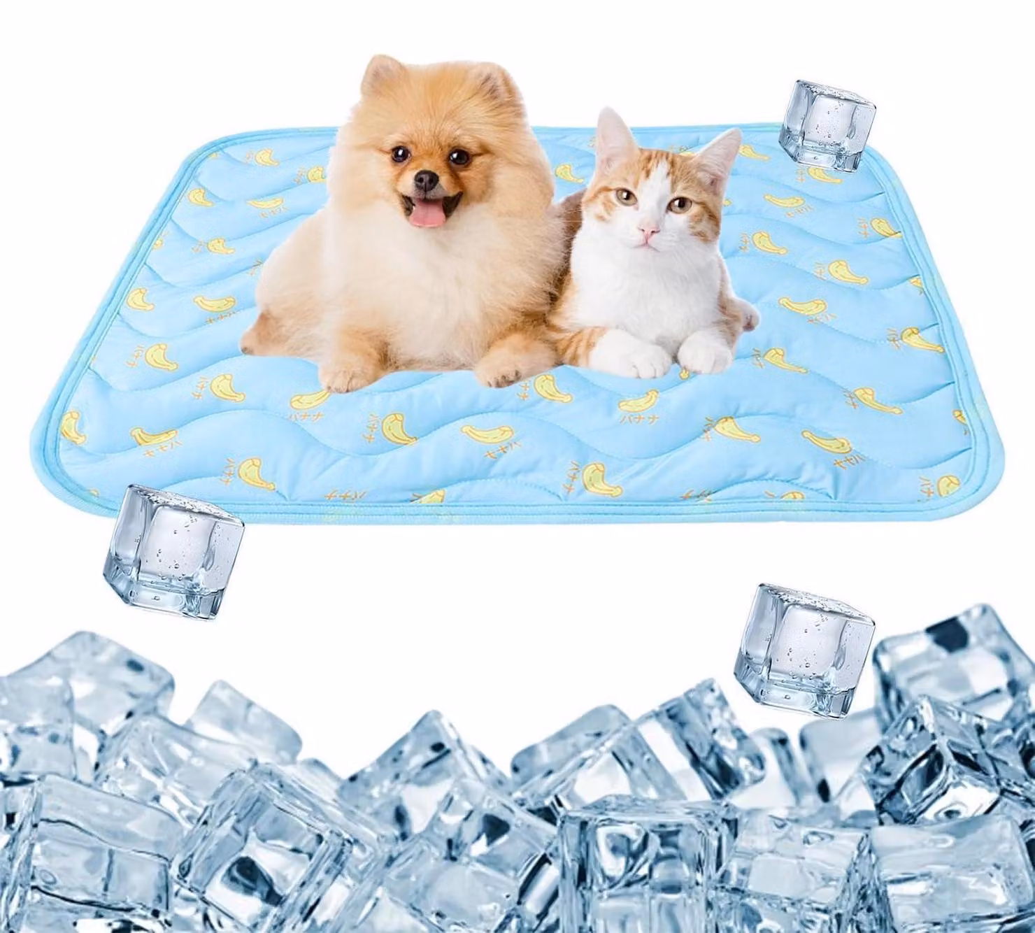 Tappetino refrigerante per cani, motivo a banana, 60x50 cm, auto-raffreddante, ideale per l'estate, anche per gatti
