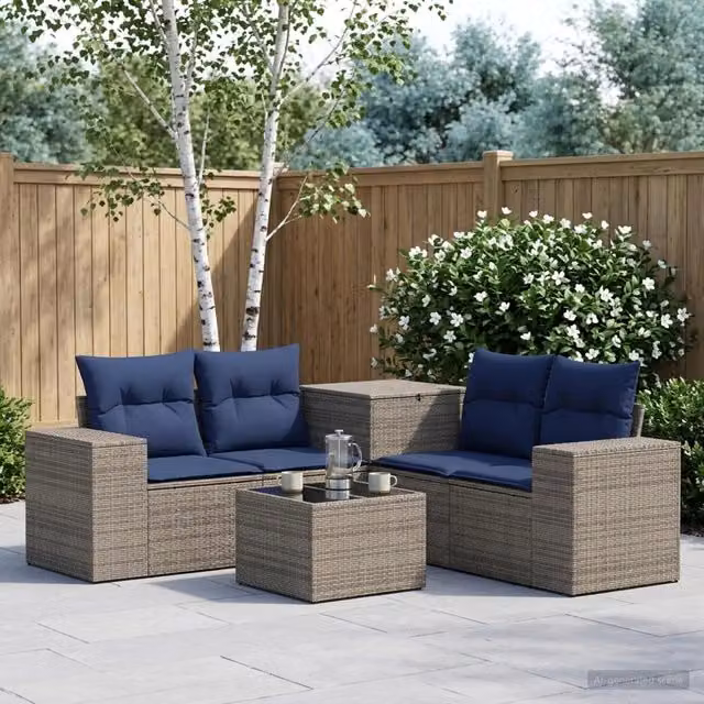 Set di divani 6 pz Grigio e Blu Navy 55 x 55 x 37 cm 3447567