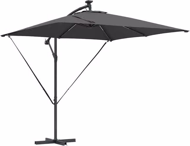 Ombrello parasole a braccio laterale Design In in poliestere e alluminio colore antracite L: 249 cm, P: 249 cm, H: 250 cm – 1