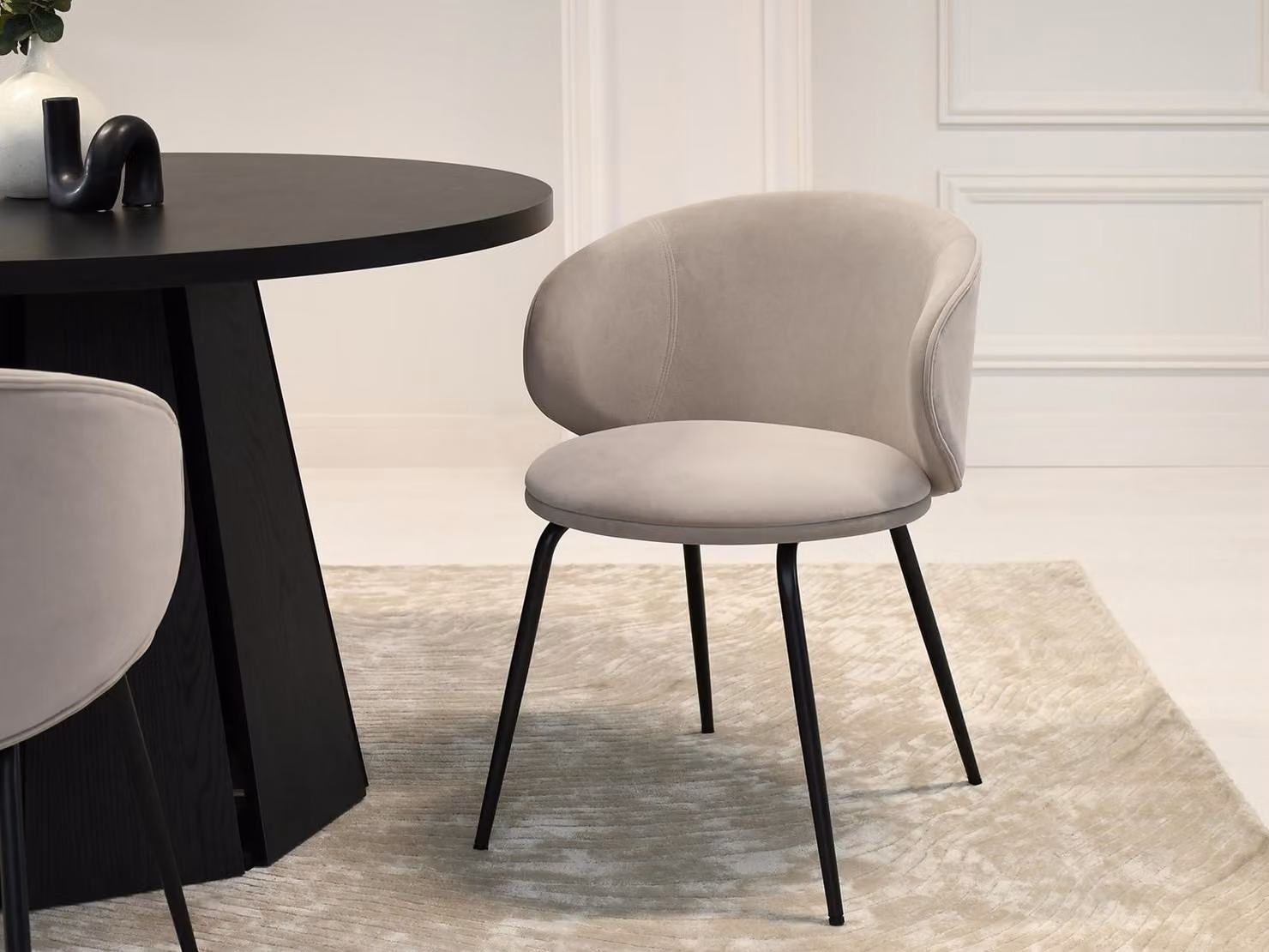 Sedia da pranzo FLORIA - grigio-beige / nero