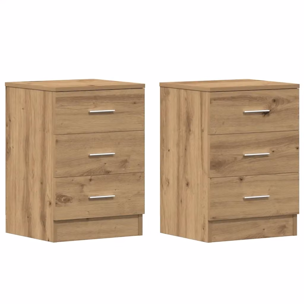 Set di 2 comodini Design Mania in legno multistrato color rovere, L 38 cm x P 35 cm x H 55 cm – 2