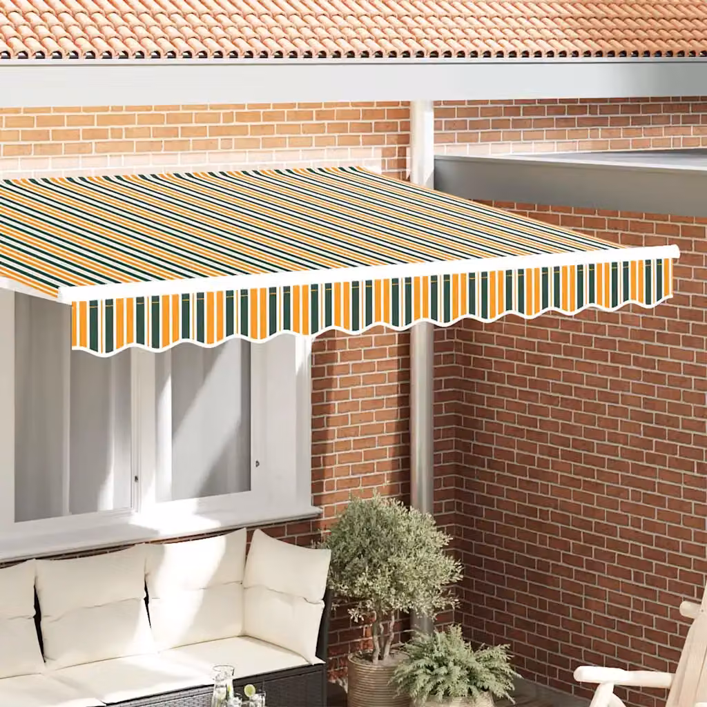 Mantovana di ricambio per tenda da sole vidaXL in poliestere, strisce verdi e gialle, L: 3 m