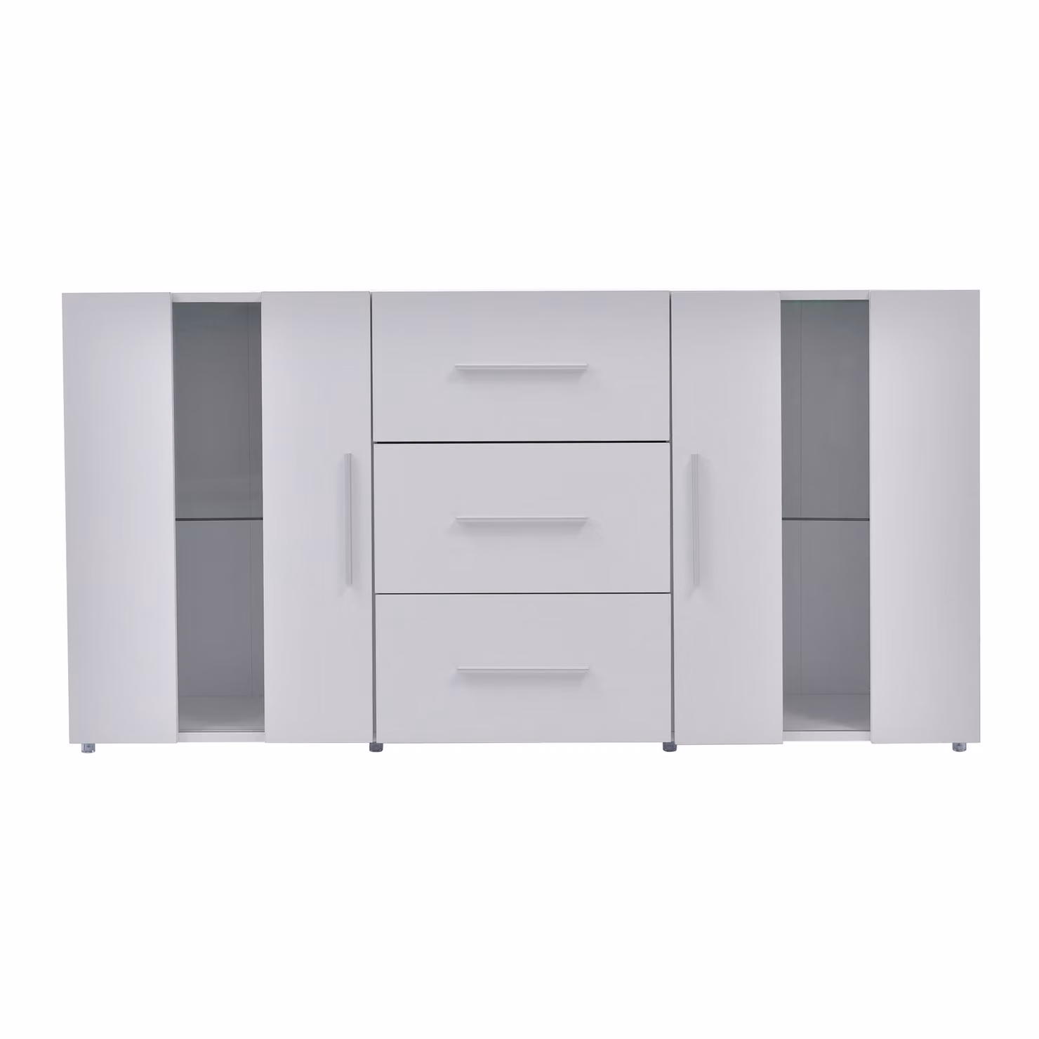 Credenza Moderna Aosom Italy Bianca con LED Multicolore per Cucina o Soggiorno con 3 Cassetti e 2 Armadietti L/P/H: 140 x 35 x 70 cm – 2