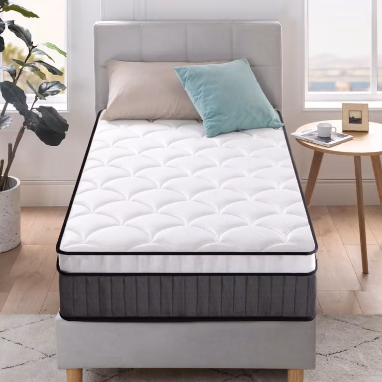 Materasso ibrido 90x190 cm, con memory foam, molle insacchettate, colore bianco