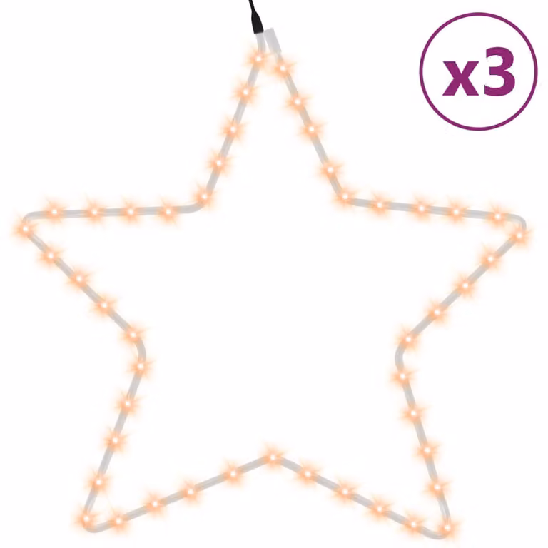 vidaXL Sagome LED 3 pezzi stella con 48 LED bianco caldo 56 cm