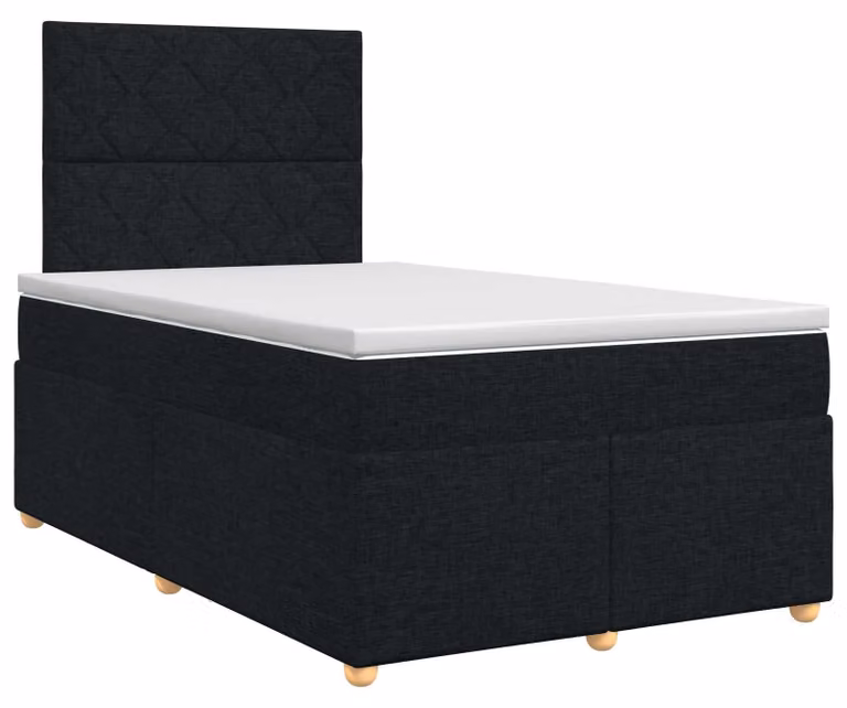 Letto a molle con materasso nero 120 x 190 cm in tessuto