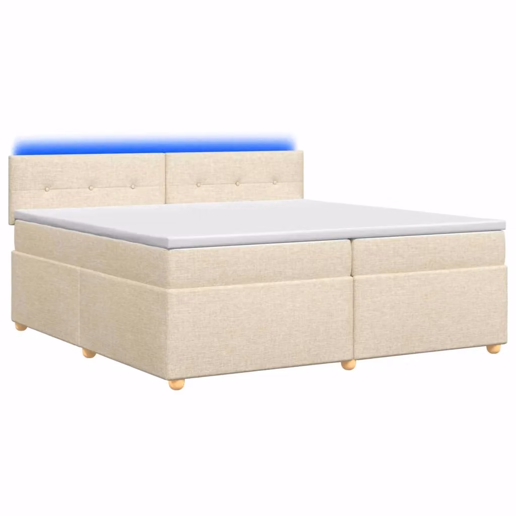 Letto box spring ibrido vidaXL con materasso beige e illuminazione sottostante, dotato di porta USB, L/P/H: 200 x 200 x 76,5 cm – 2