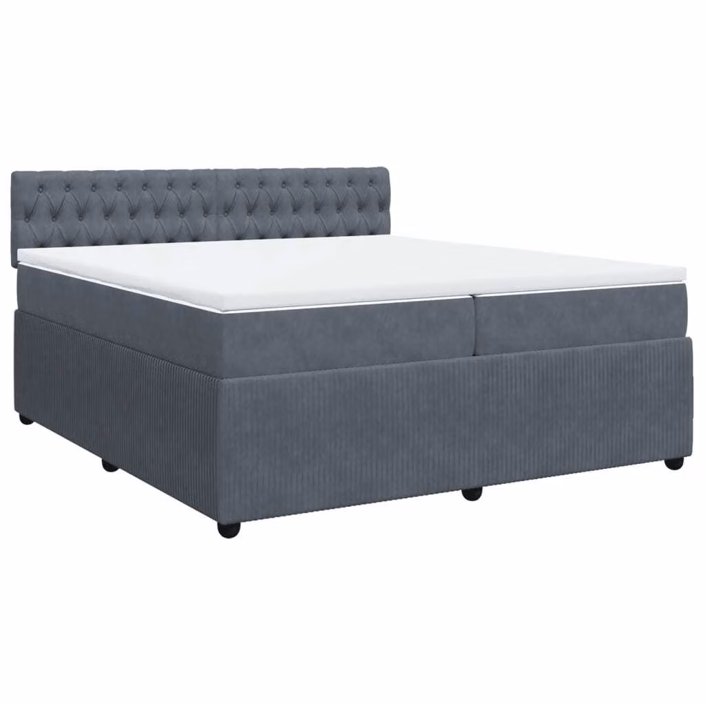 Giroletto a Molle con Materasso Grigio Scuro 200x200 cm Velluto