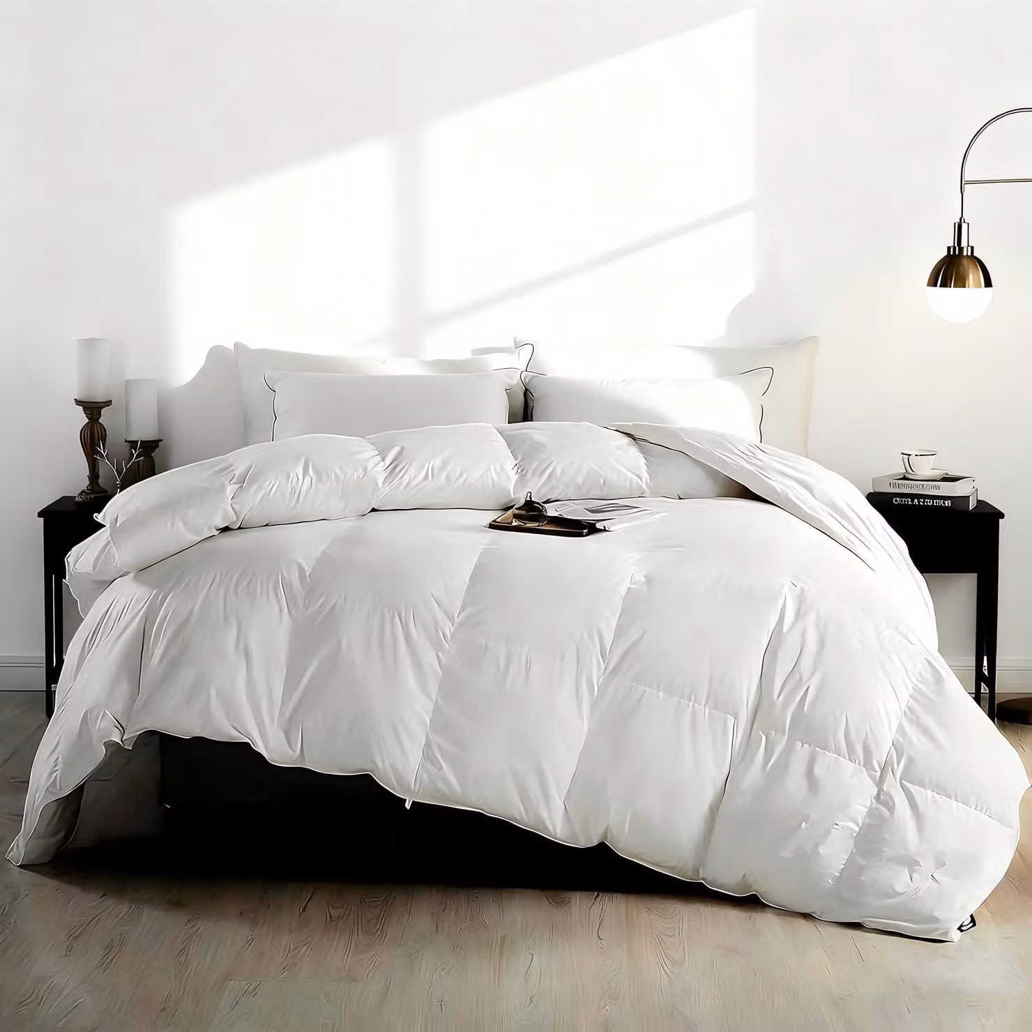 Coperta estiva per letto, a due strati, dimensioni 200 x 200 cm, composta al 10% da piumino e al 90% da piume, ideale per la stagione calda