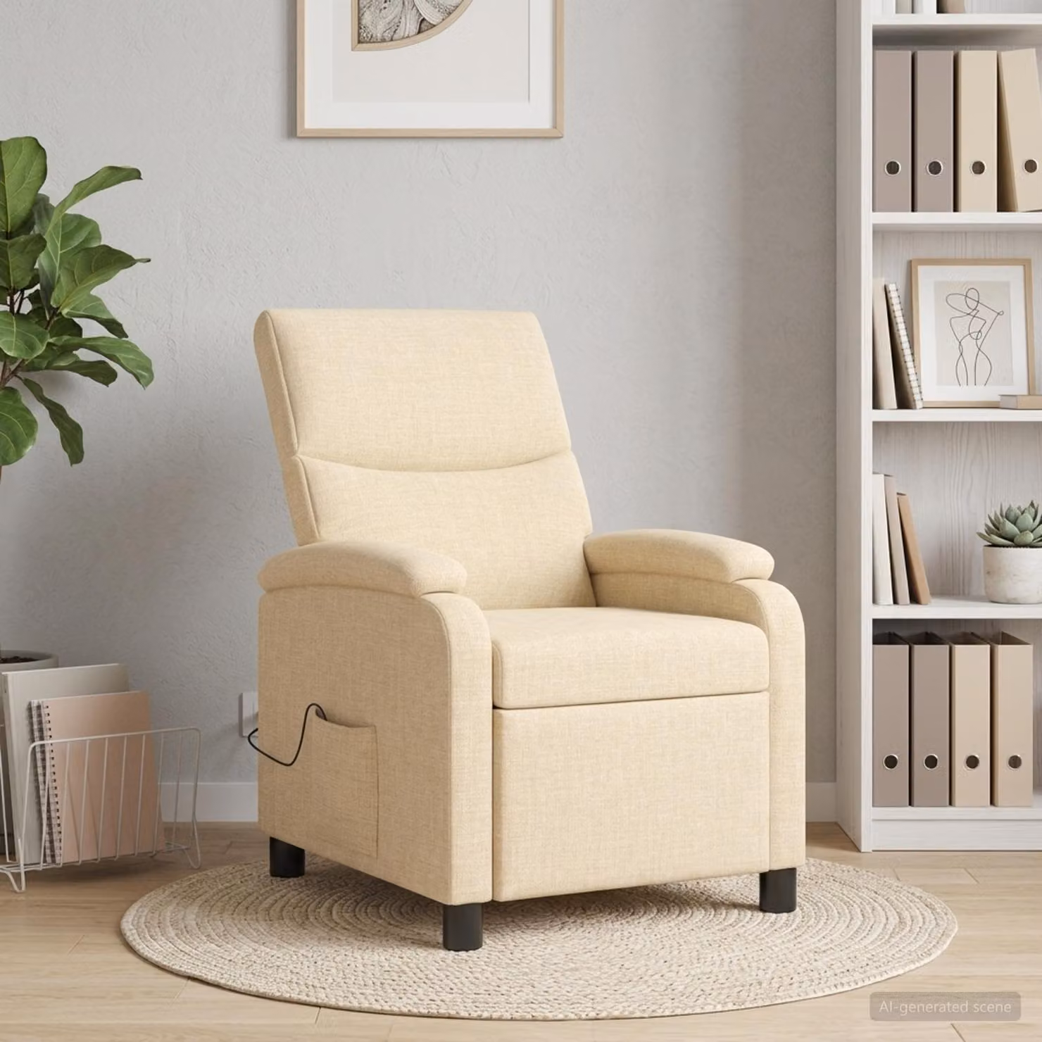 vidaXL Poltrona Relax Recliner in Tessuto Beige con Braccioli
