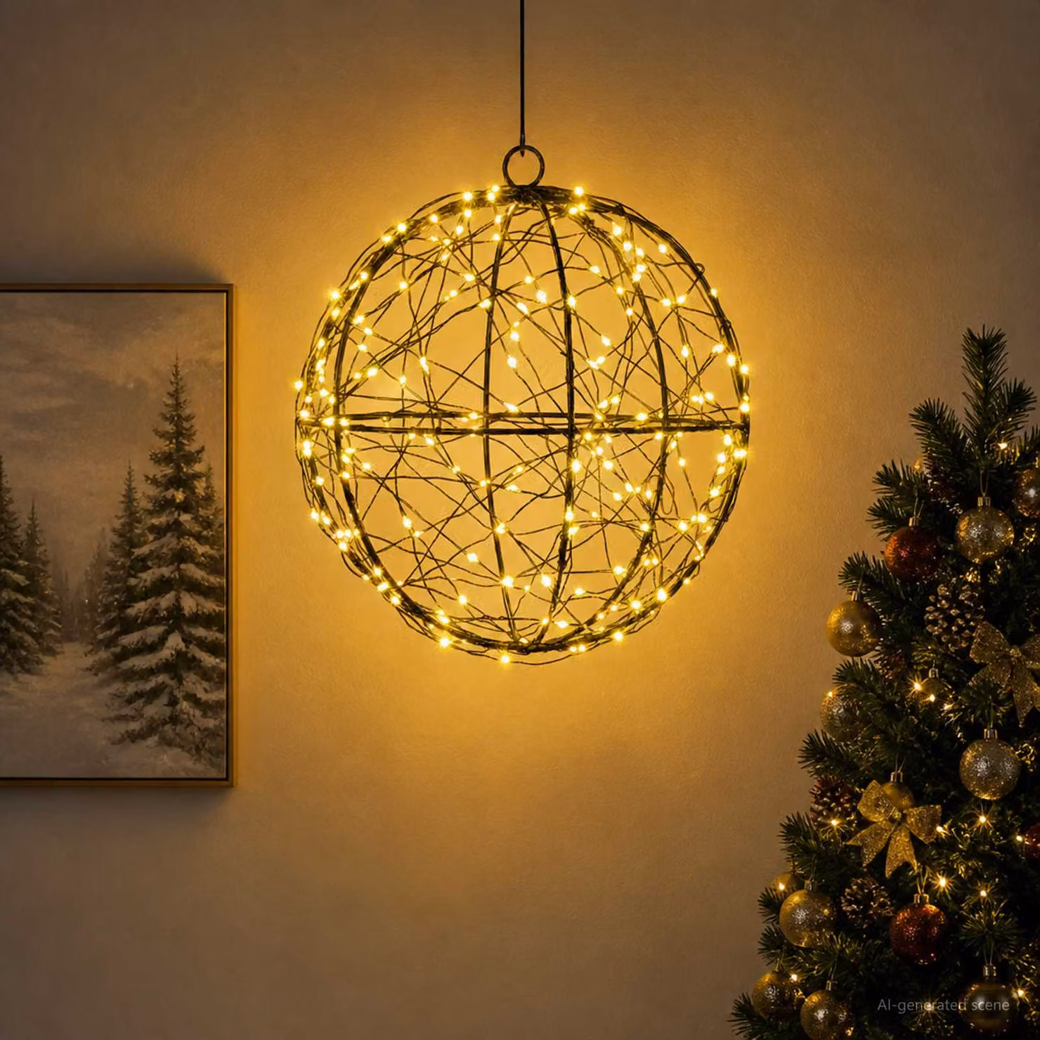 vidaXL Luce a punta di Natale 200 LED Bianco caldo Diametro 20 x 22 cm