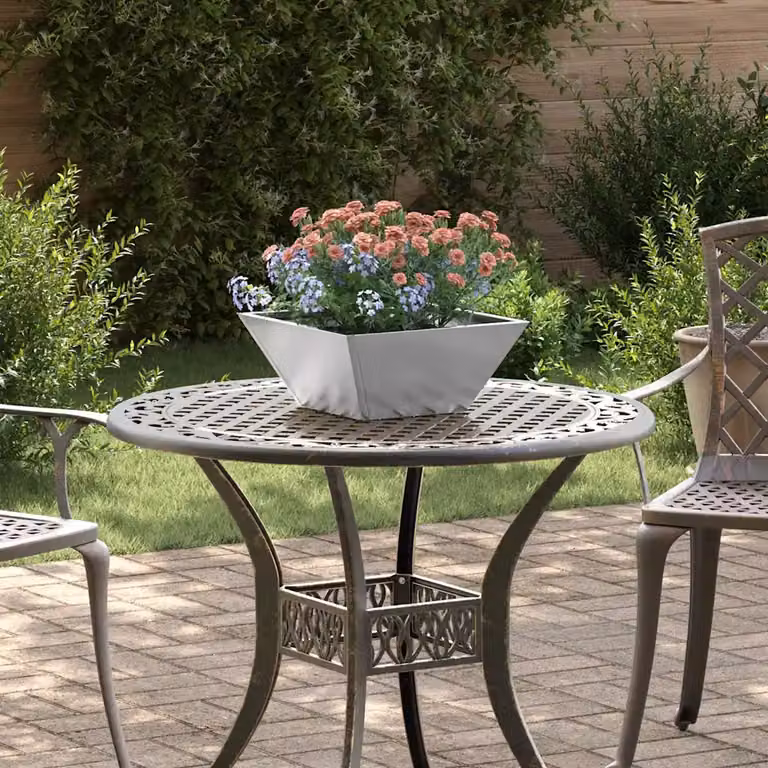 Set di 5 vasi da giardino moderni vidaXL in acciaio inox color argento L/P/H: 35 x 35 x 15 cm