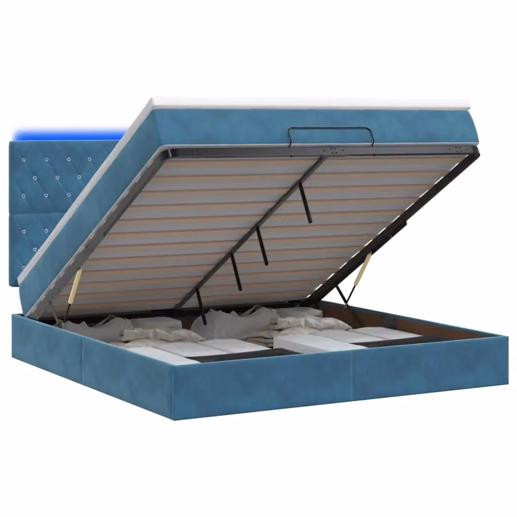 Letto Ottomano con Materasso e LED vidaXL Blu, L/P/H: 180 x 200 x 88 cm – 2