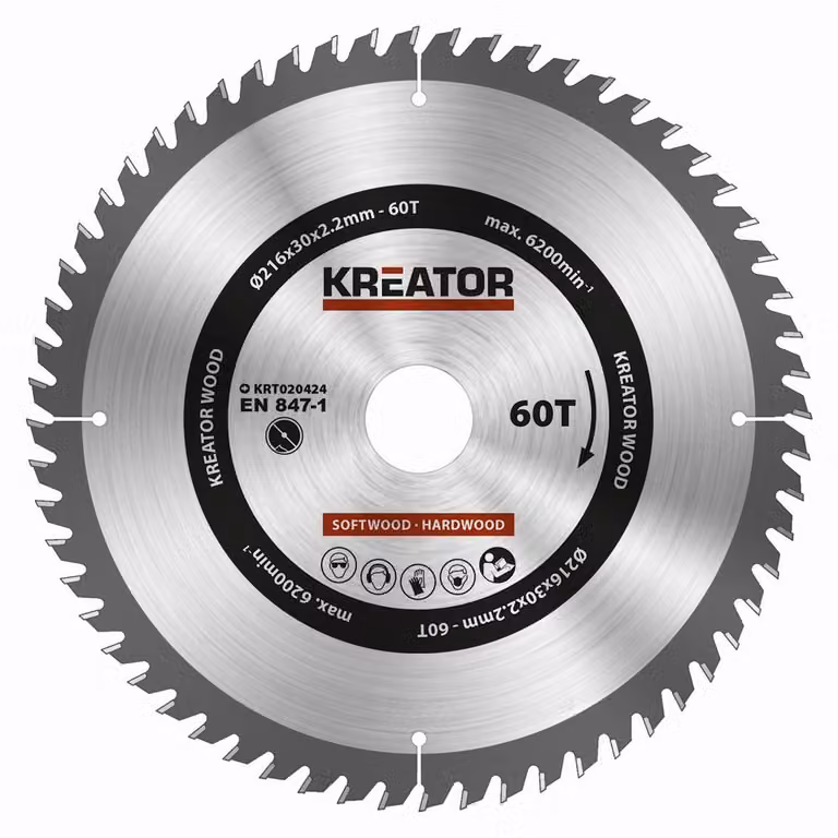 Lama circolare Ø 216 x 30 x 2,2 mm 60 denti Lama per legno + 3 anelli di riduzione