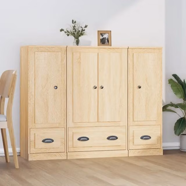 Credenze 3 pz Rovere Sonoma in Legno Multistrato 3185298