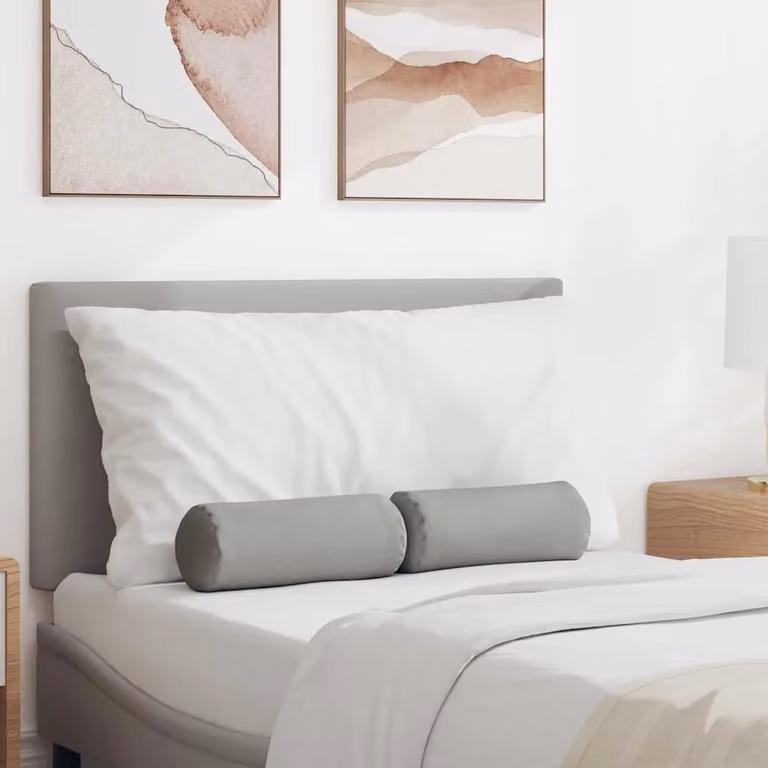 Set di 2 cuscini a rullo vidaXL in tessuto grigio, forma rotonda, lavabili e con rivestimento rimovibile, Ø 15 x 40 cm