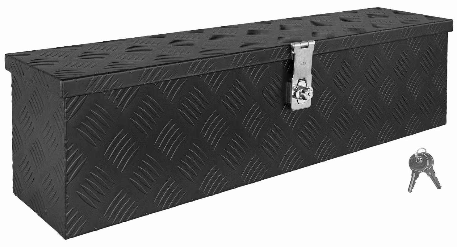 Scatola per Strumento Nero Cassetta degli attrezzi Cassone per camion Scatola di Alluminio Cassone per rimorchio con coperchio Chiudibile a chiave D035 trucky