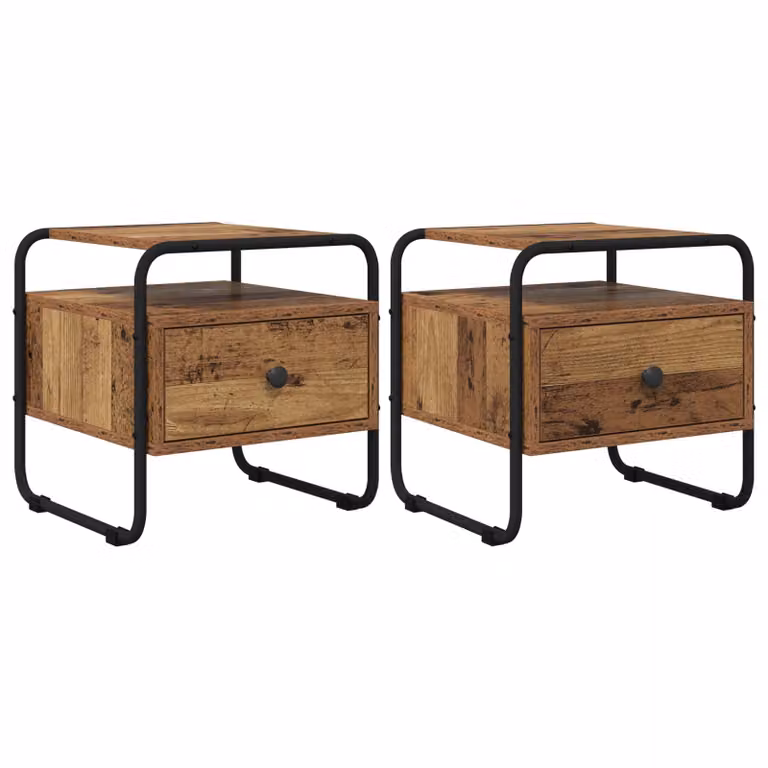 Set di 2 Armadi da Notte vidaXL in Legno Antico Marrone L/P/H: 40 x 39,5 x 40 cm