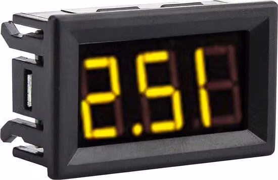 Voltmetro digitale a LED con protezione contro l'inversione di polarità, 0-100 V CC, per moto, auto, motori, montaggio su pannello, 4,8 x 2,9 x 1,9 cm, retroilluminazione gialla