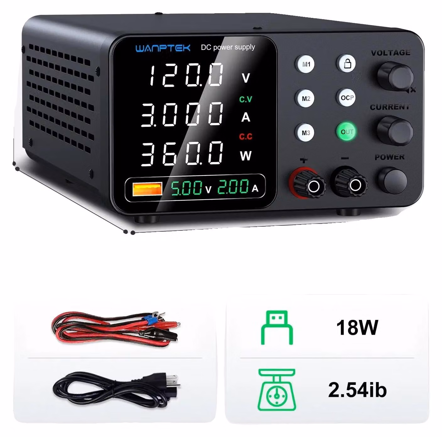 Alimentatore da laboratorio, tensione di uscita regolabile, caratteristiche di sicurezza, TPS-C 120 V 3 A 360 W