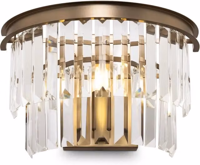 Lampada da parete Neoclassic in Metallo e Vetro Revero Ottone