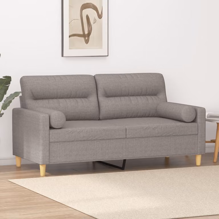vidaXL Divano a 2 Posti Moderno in Tessuto con Cuscini e Coperture Rimovibili, Grigio/Beige, L: 140 cm