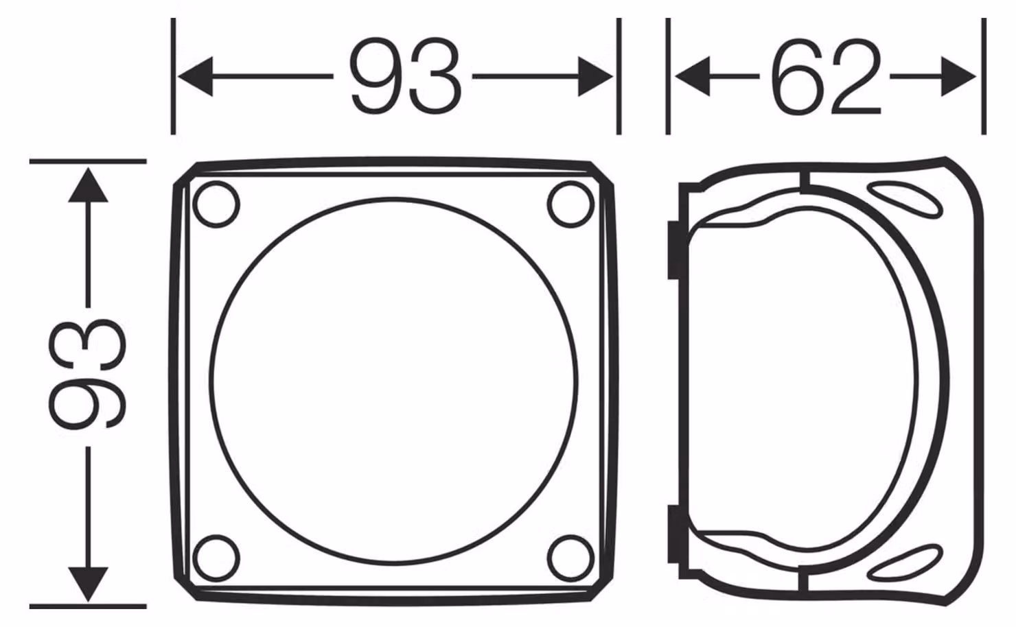 Scatola di derivazione senza tre pareti senza preliminare - Scatola di superficie 93x93mm KF 0200 C