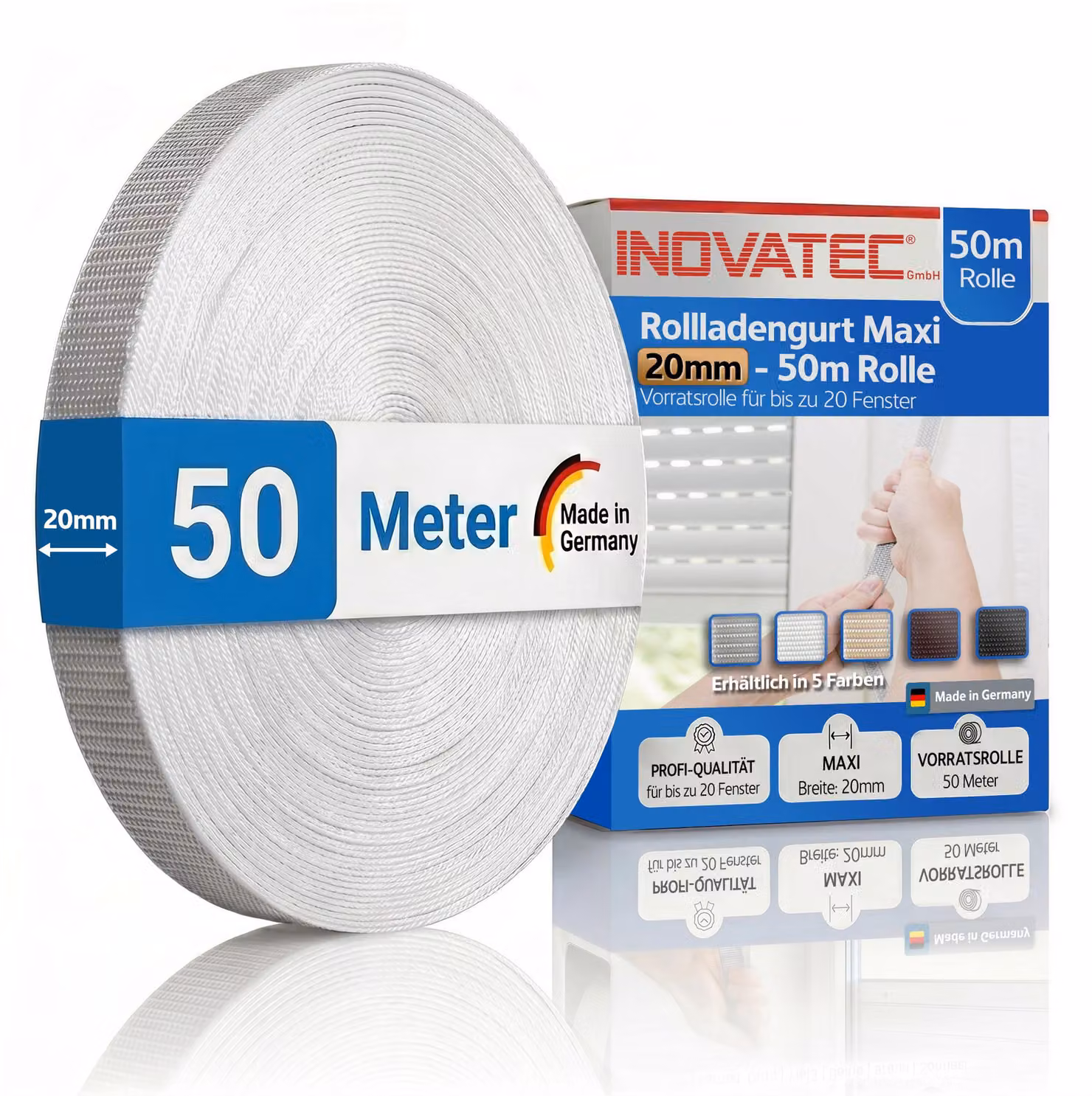 INOVATEC 50 m di nastro per tapparelle Maxi 20 mm grigio