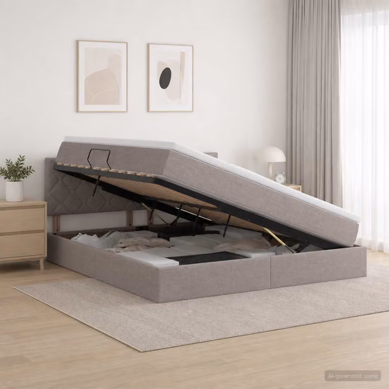 Letto con contenitore e materasso ibrido vidaXL in velluto Tortora L/P/H: 160 x 200 cm