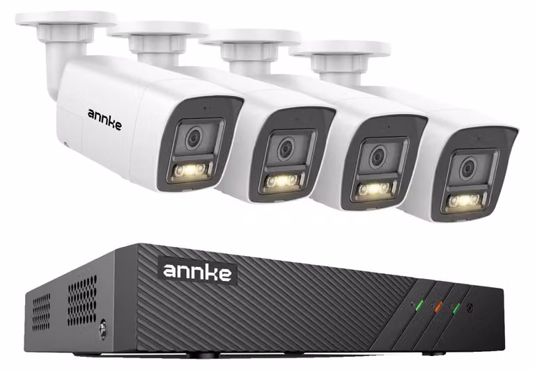 Sistema di videosorveglianza, risoluzione 5MP, con visione notturna, kit composto da 4 telecamere modello I51FV, capacità di archiviazione 1TB