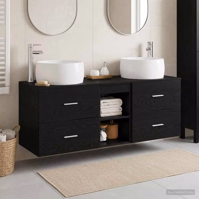 Set di mobili per il bagno 3 pz Nero 49,5 x 44,5 x 66 cm 3405924