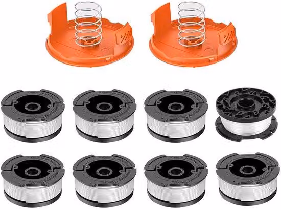 Bobina di filo per tosaerba a 8 fili - Compatibile con i modelli AF-100, AF-100-3ZP, AF-100-BKP - con coperchio per mandrino RC-100-P - lunghezza 9,15 m - 8 bobine + 2 contenitori + 2 lunghezze - Accessorio per utensili da giardino - Filo per tosaerba