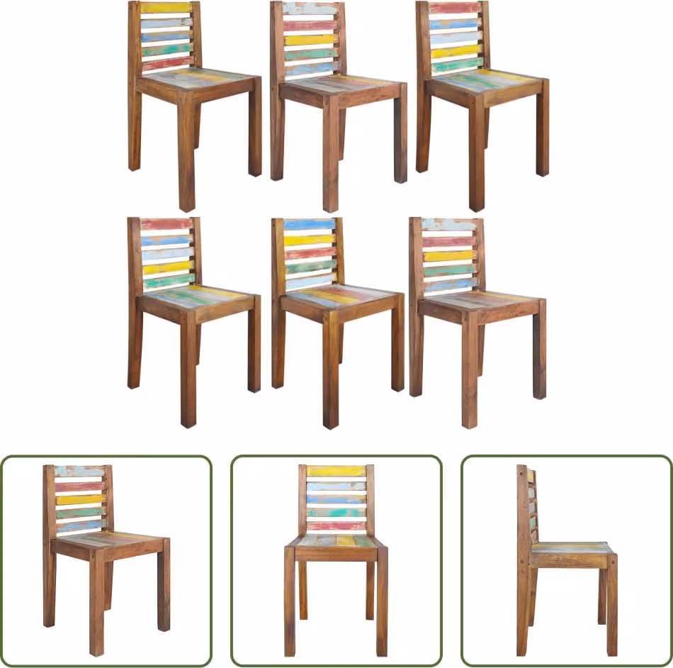 The Living Store Sedie da pranzo 6 pz. Legno massiccio di recupero