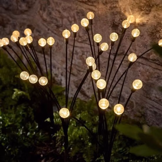 Set di 4 lampade a LED solari a sfera per giardino e terrazzi, illuminazione moderna con sensore crepuscolare, colore nero, Altezza: 70 cm